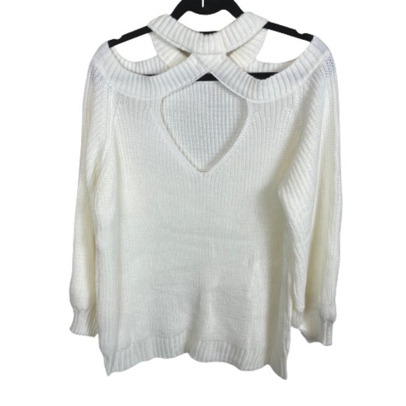 NEW Amaryllis Coffee Date Cutout Sweater Ivory M/L - Picture 4 of 7